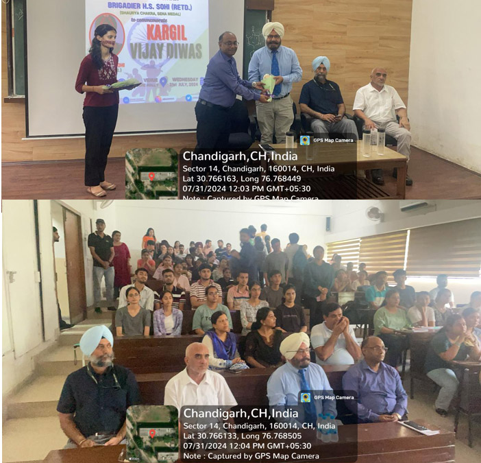 Commemorating Kargil Vijay Diwas at University Institute of Pharmaceutical Sciences, Panjab University, Chandigarh with Living Legends